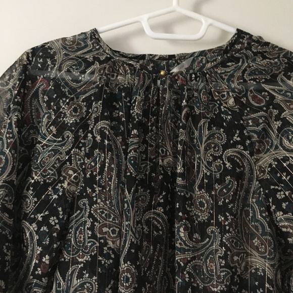 JOIE Kriston Black Print Chiffon Tiered Ruffle Sleeve Blouse XS - Picture 3 of 7